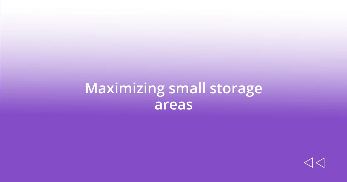 Maximizing small storage areas