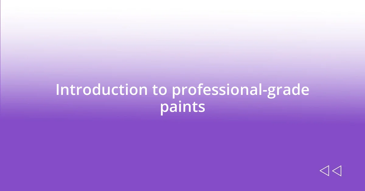 Introduction to professional-grade paints